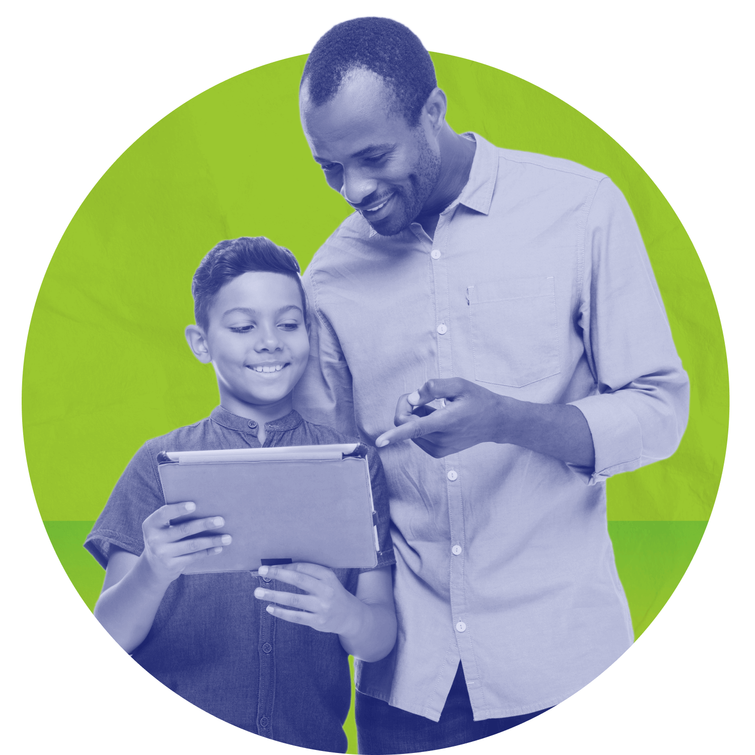 Father and Son enjoying tablet together